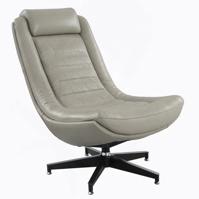 Elegant Swivel Accent Chair With Top Grain Leather Upholstery, Ideal For Modern Living And Office Spaces | Wayfair North America
