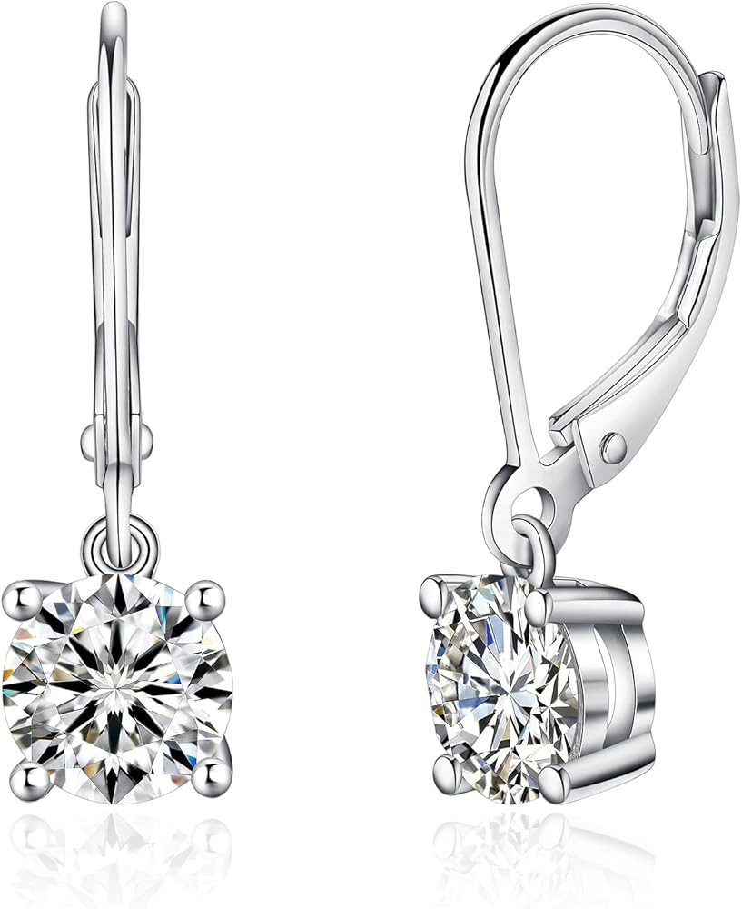 IMOLOVE Moissanite Leverback Drop Earrings for Women, Dangle Earrings 925 Sterling Silver with 18... | Amazon (US)
