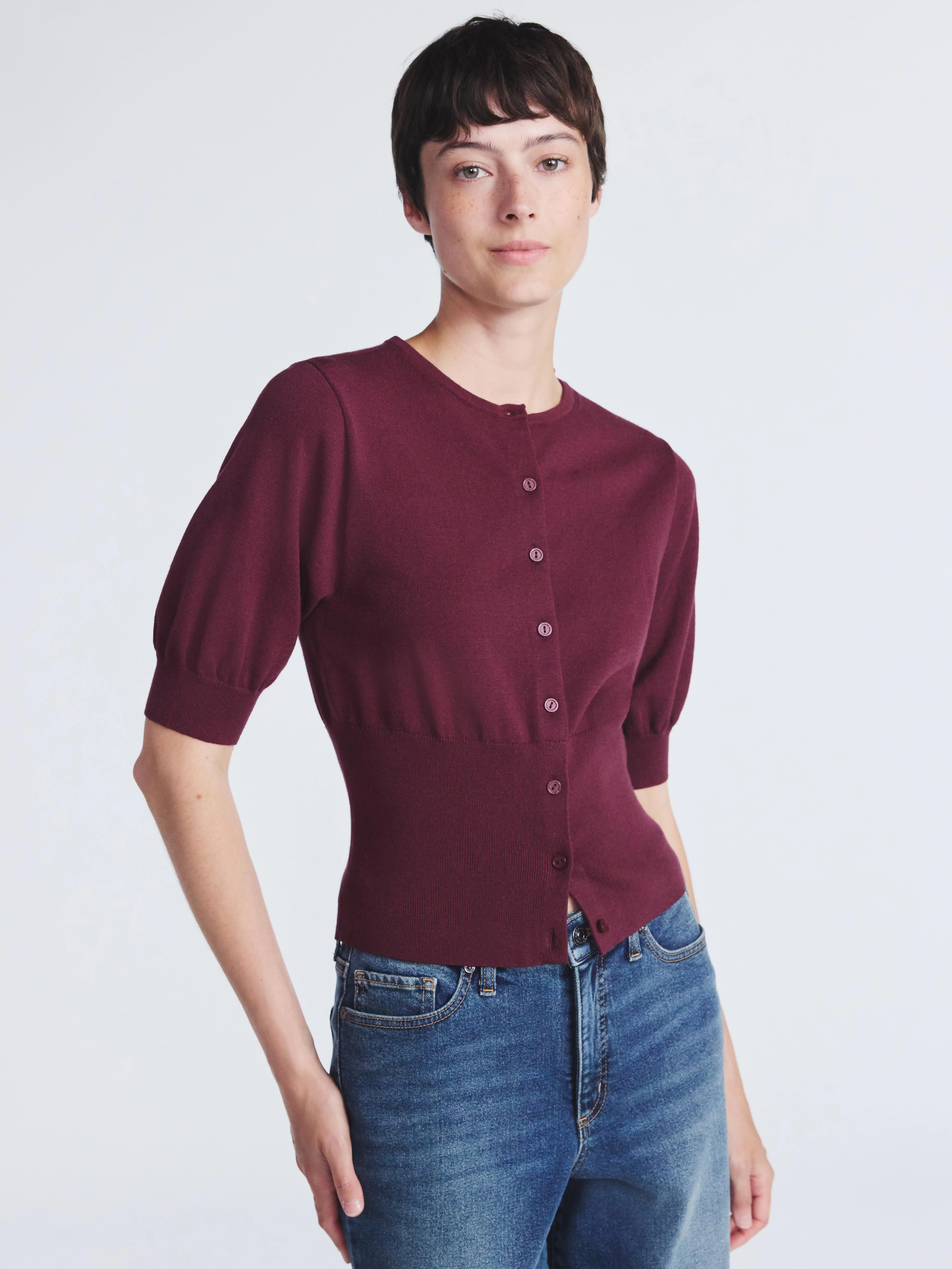 Scoop Women's Rib Cardigan Sweater with Short Sleeves, Lightweight, Sizes XS-XXL | Walmart (US)