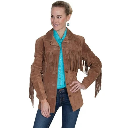 Scully Leather Womens Fringe Yokes Sleeves Suede Jacket Cinnamon L | Walmart (US)