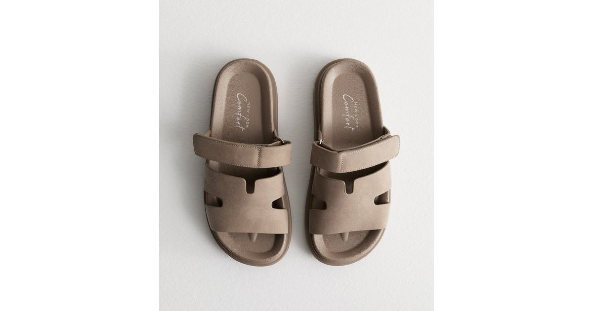 Mink Suedette Flat Sandals  | New Look | New Look (UK)