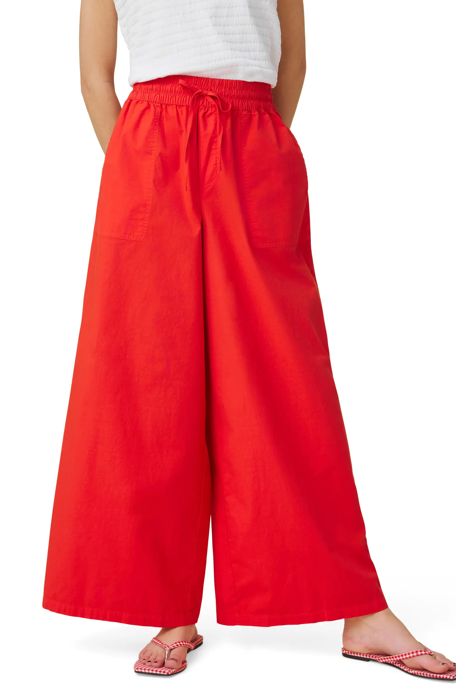 Mallory Wide Leg Poplin Pants | Nordstrom