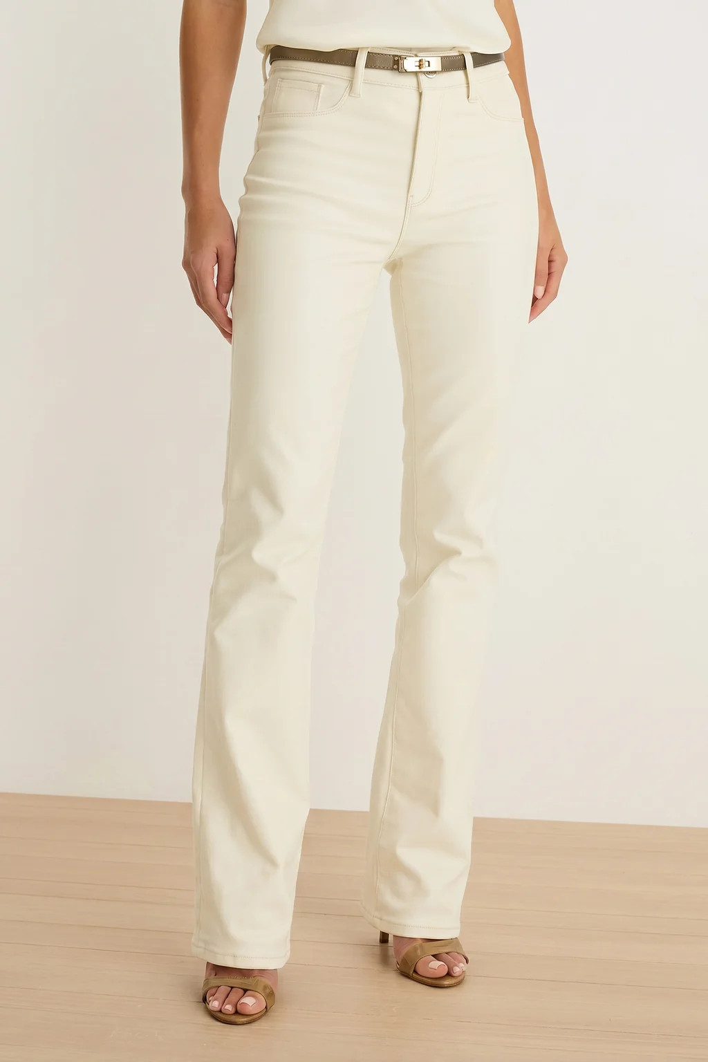 Aria Coated Flare Jean - Vanilla | The Noli Shop