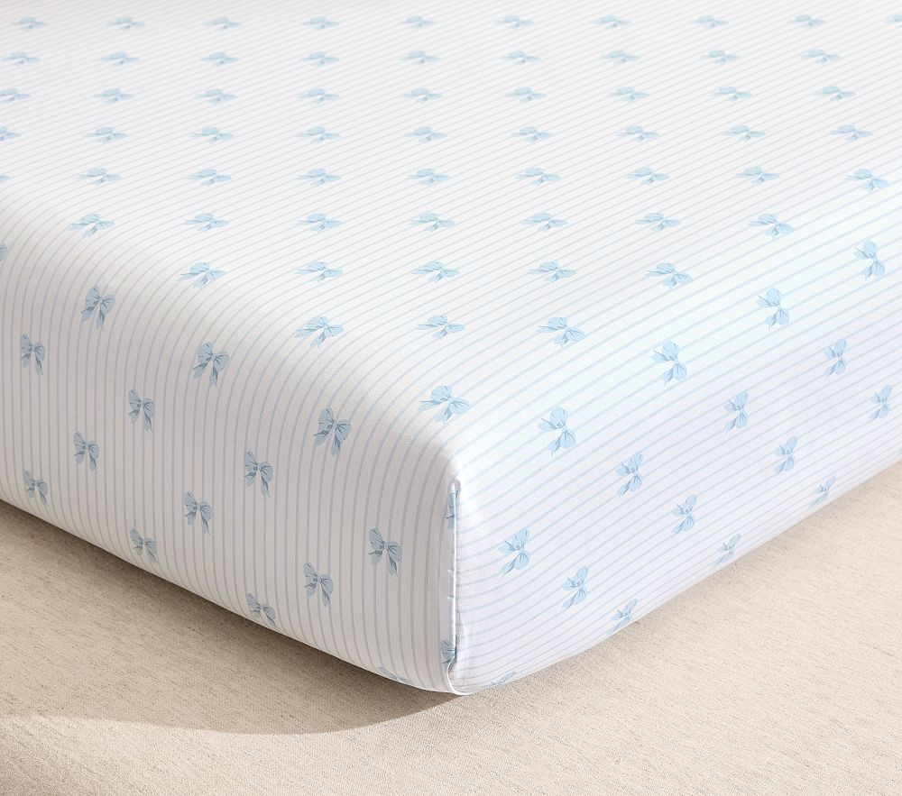 Bella Bow Stripe Organic Crib Fitted Sheet | Pottery Barn Kids