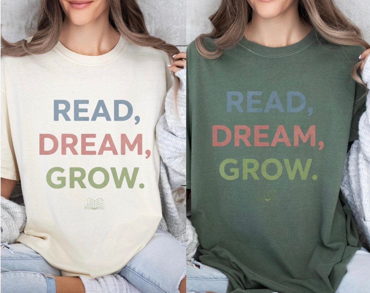 Comfort Colors® Bookish "Read Dream Grow" T-Shirt, Book Lover T-Shirt, Gift for Readers, Unisex Reading Shirt