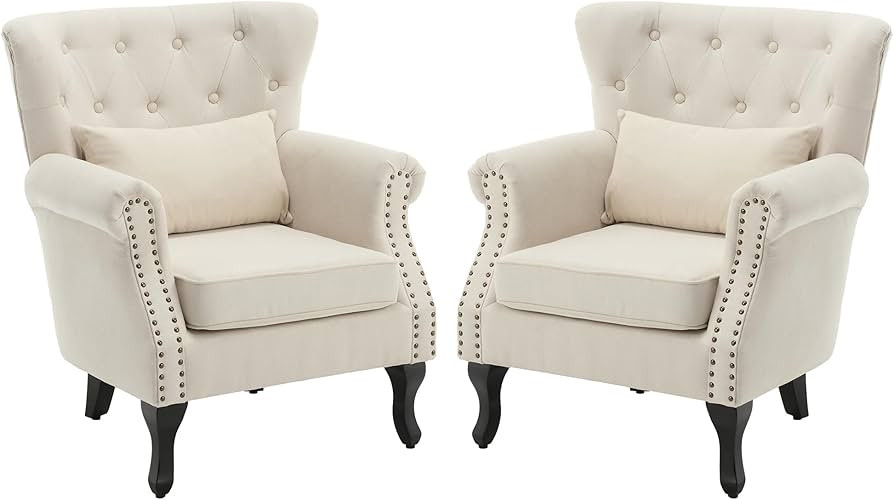 KCC Living Room Accent Chair Mid Century Modern Reading Arm Chair for Bedroom Set of 2, Upholster... | Amazon (US)