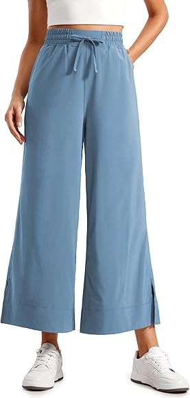 CRZ YOGA Lightweight Wide Leg Cropped Pants for Women High Waisted Loose Casual Lounge Travel Wor... | Amazon (US)