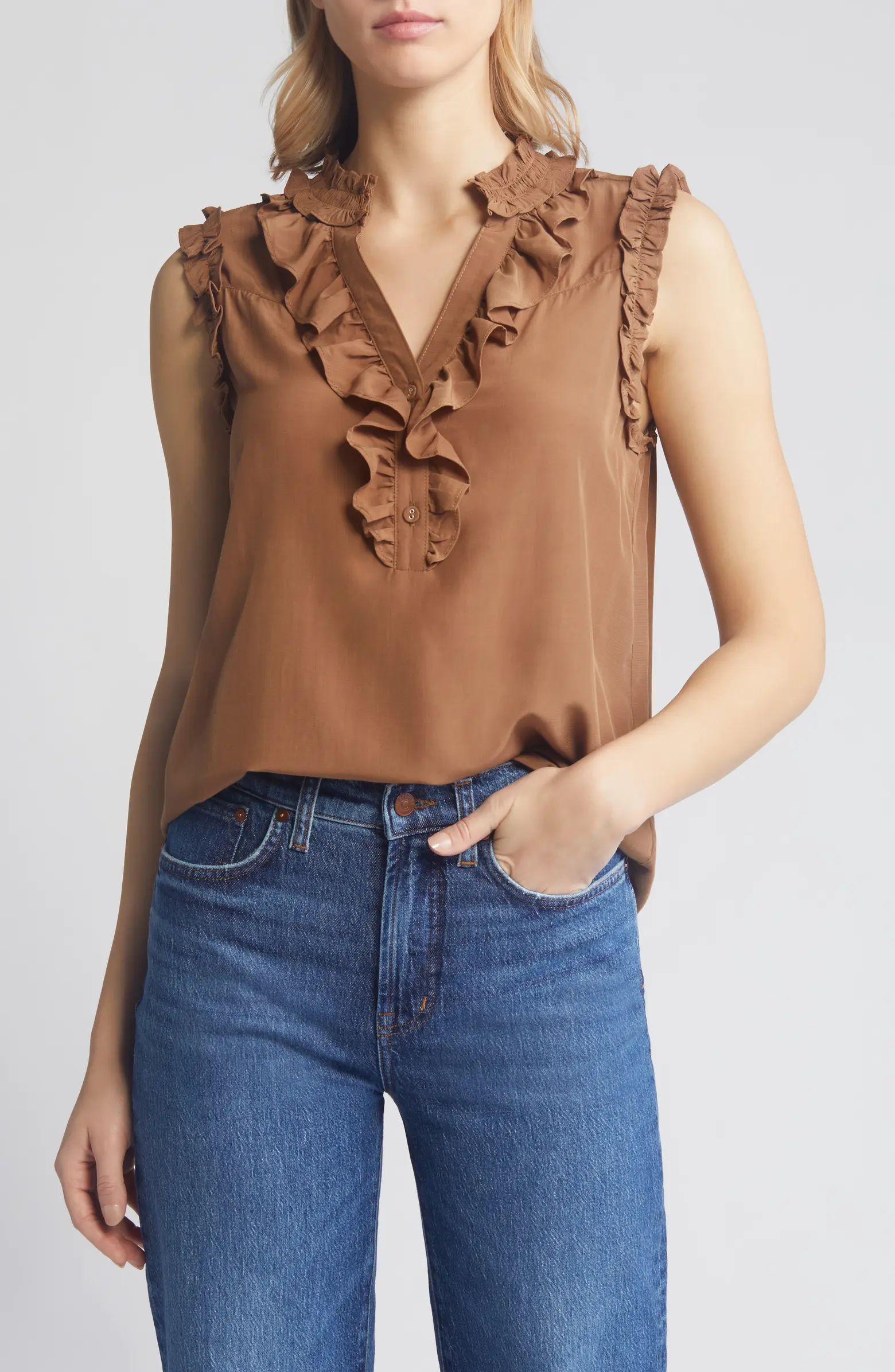 Ruffle Edge Sleeveless Top | Nordstrom