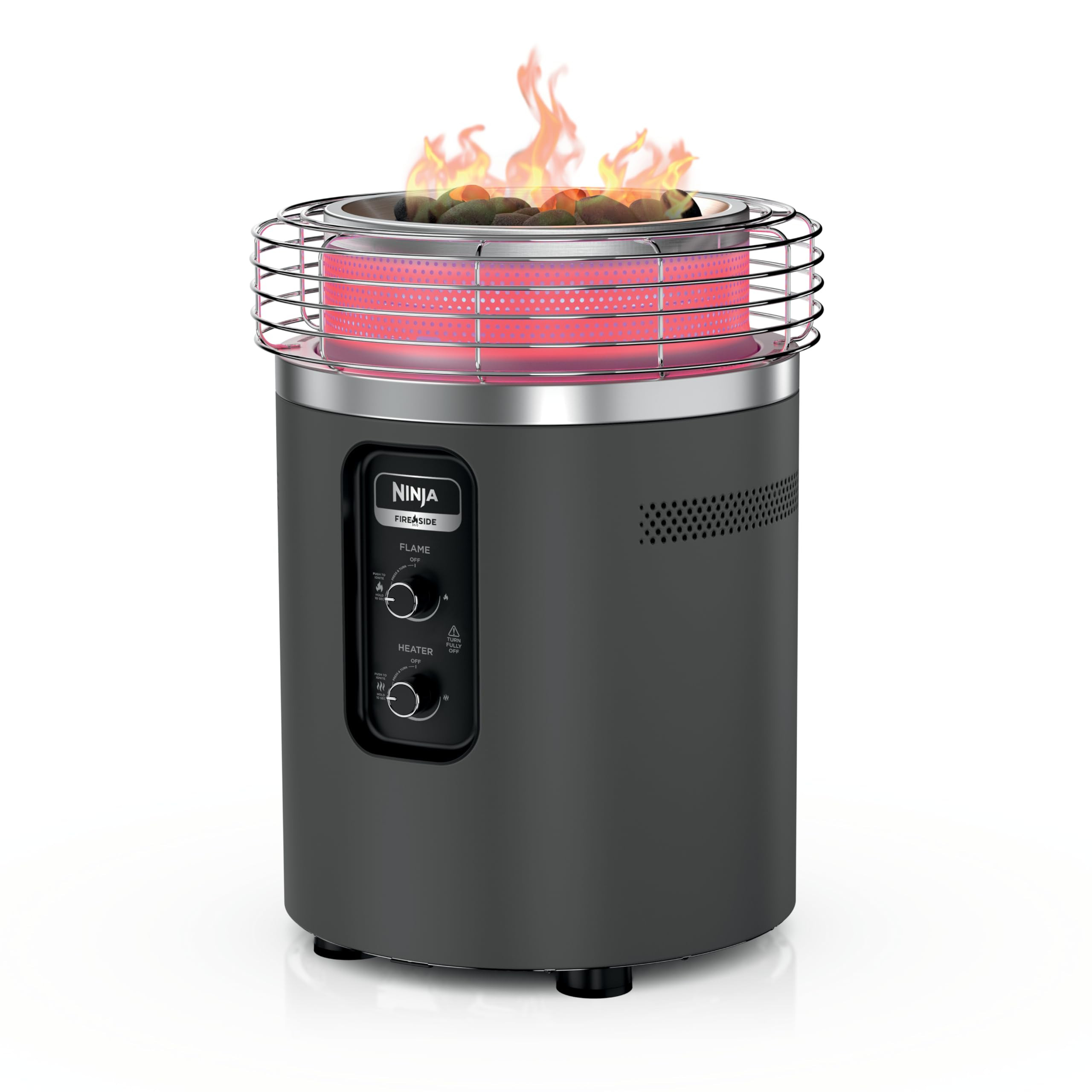 Ninja Fireside360™ Outdoor Heater & Fire Pit | 3 Modes: Flame, Heat, Flame & Heat | Portable for Patio, Deck, Camping | Easy Control Smokeless Flames | Push to Start Ignition | Charcoal | OF101AMZ | Amazon (US)