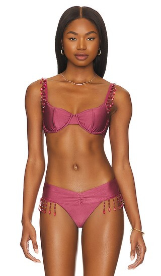 x Sydney Sweeney Muse Shine Bikini Top in Dusty Rose | Revolve Clothing (Global)