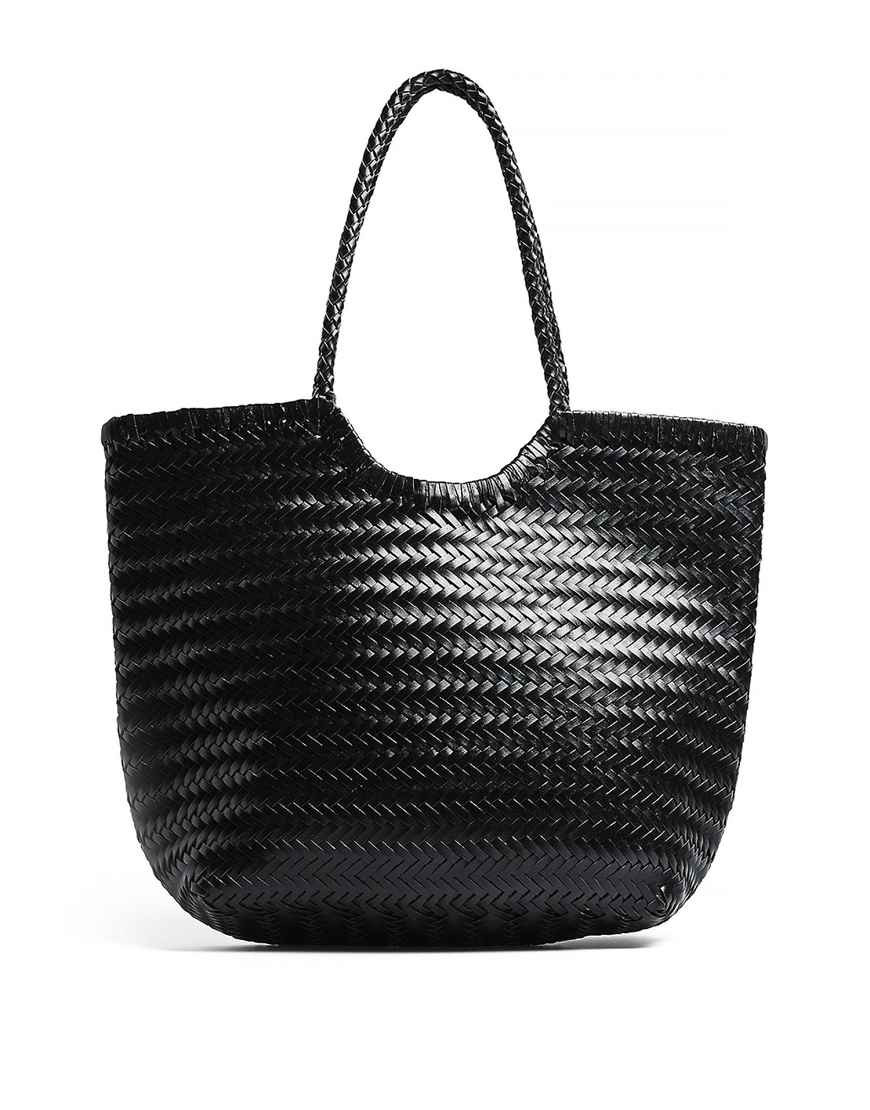 NA-KD Woven leather tote bag in black | ASOS (Global)