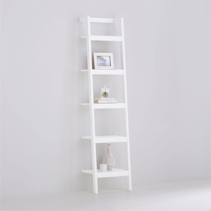 Sawyer White Leaning 18" Bookcase + Reviews | Crate & Barrel | Crate & Barrel