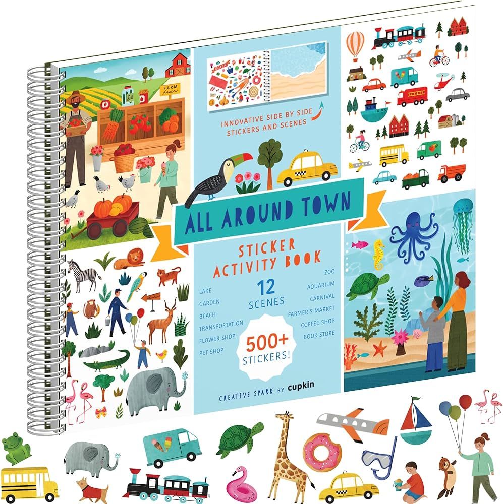 Sticker Books for Kids 2-4 (500+ Stickers) - All Around Town by Cupkin - 12 Coloring Pages, 12 Si... | Amazon (US)