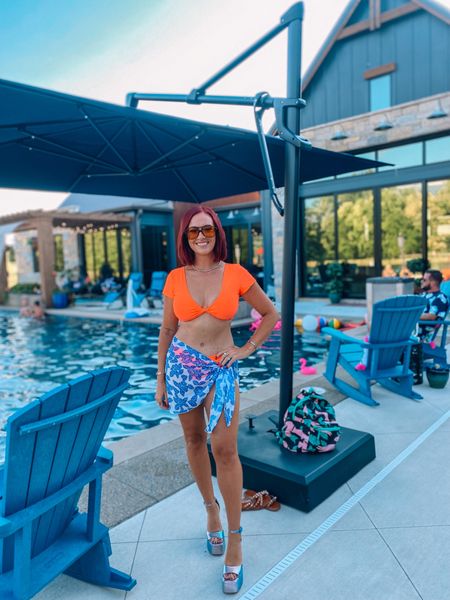 Target swim - swimsuits - one piece swimsuit - orange bathing suit - vacation outfit - resort outfit - Vegas pool outfit - Steve Madden shoes 

#LTKsalealert #LTKswim #LTKunder50