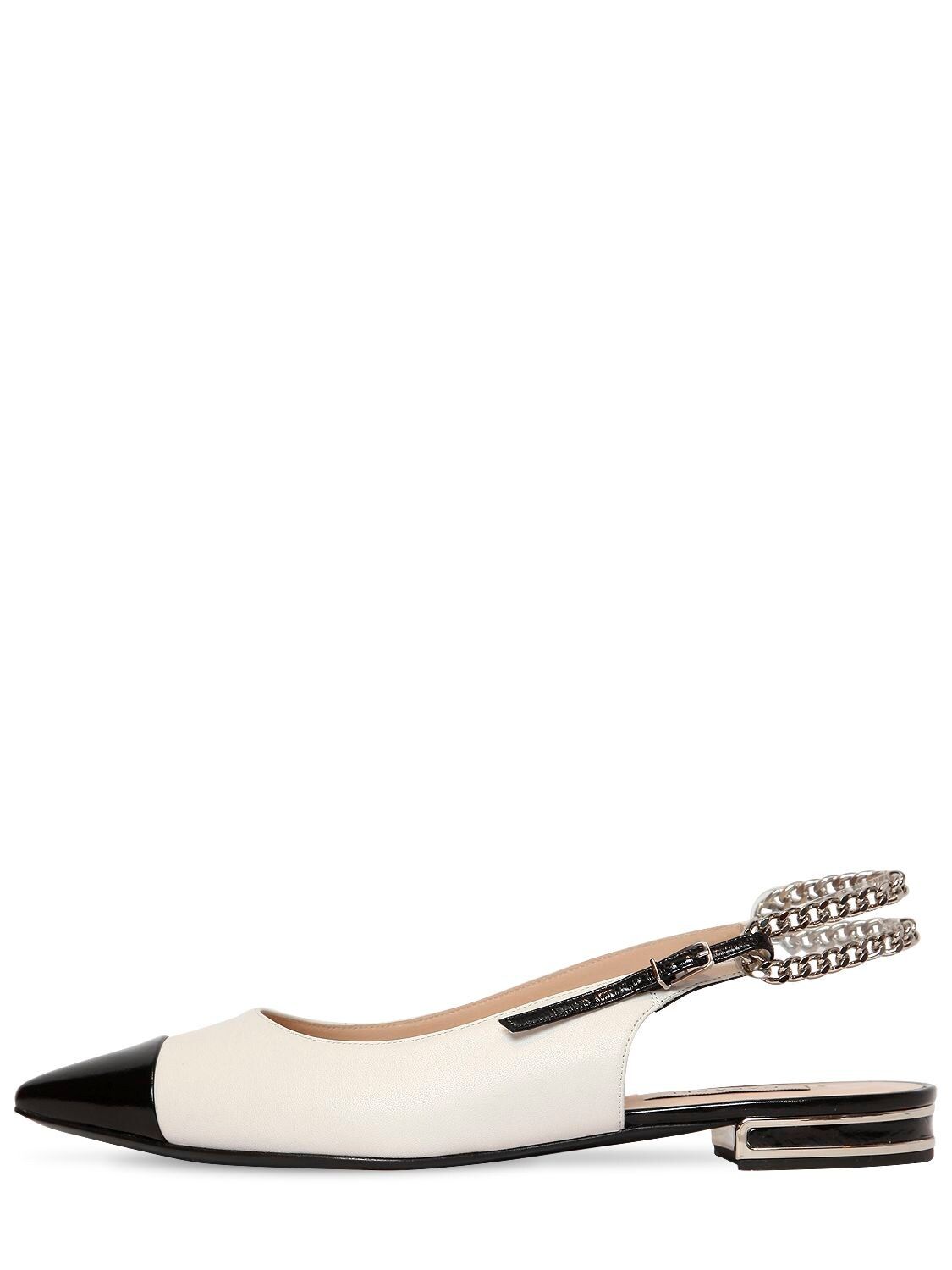 10mm Chained Leather Sling Back Flats | Luisaviaroma