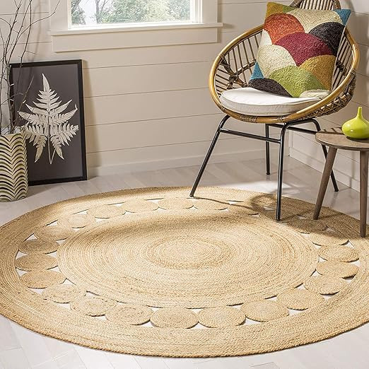 Fernish Décor Handwoven Jute Area Rug- Natural Yarn- Rustic Vintage Braided Reversible Rug - Rin... | Amazon (US)