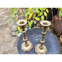 Pair Brass Candlesticks - Old Bronze Antique French Table Lamps For Candles Home Decoration | Etsy (US)