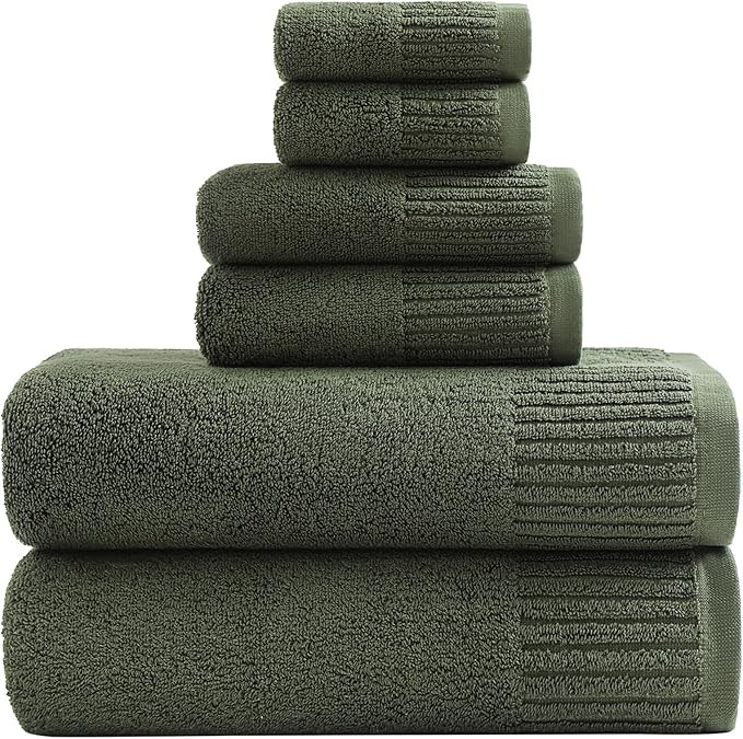 YTYC 27.5x55 Inches Luxury Bath Towels Set of 6 Large, 100 Percent Cotton 650GSM Super Absorbent ... | Amazon (US)