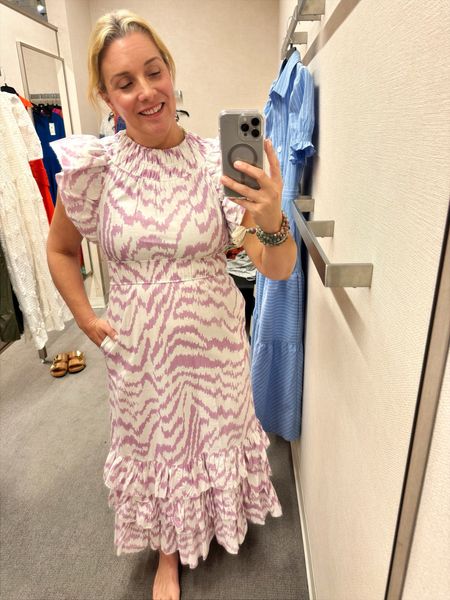 New from Nordstrom 🙌🏼 

Purple and white ikat maxi with a flutter sleeve. Loved this and the fun pattern. Runs tts, Allison wearing a medium. 




Spring dress
Graduation dress
Sandals 
Summer outfit 


#LTKstyletip #LTKover40 #LTKSeasonal
