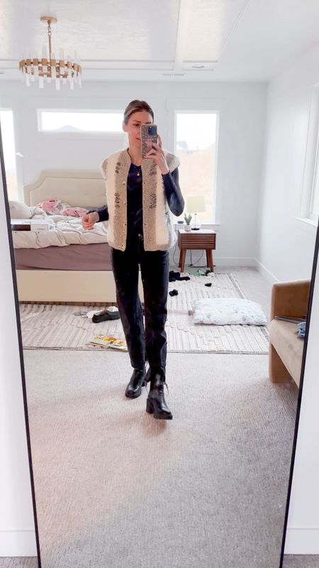 Favorite jeans from free people under $100 - anthro vest on sale - and I love this comfy Abercrombie top thats such a staple in my wardrobe for layering all winter!

#LTKSeasonal #LTKshoecrush #LTKfamily