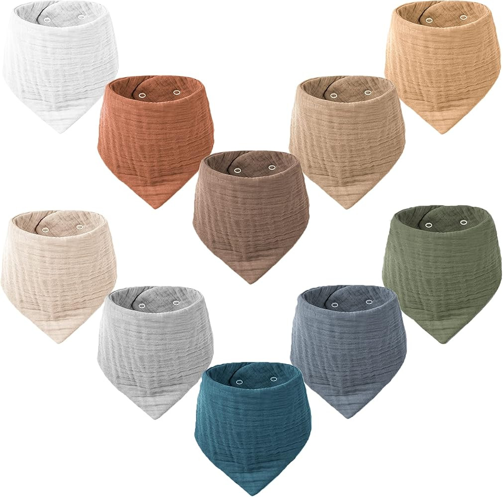Konssy Muslin Baby Bibs 10 Pack Baby Bandana Drool Bibs 100% Cotton for Unisex Boys Girls | Amazon (US)