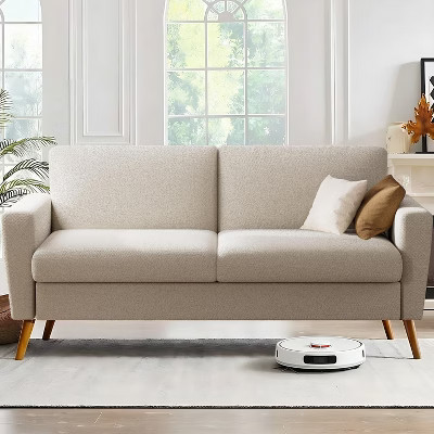 Dyonery 68" Loveseat Sofa Beige Linen Couch, Mid-Century Modern Loveseat Comfy Sofa with Spring Cushion, Solid Wood Frame, Tool-Free Assembly | Target