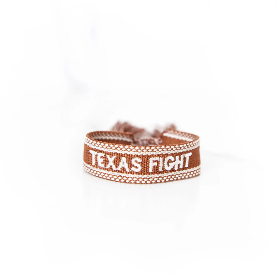 Texas Fight Embroidered Tassel Bracelet | Golden Thread LLC
