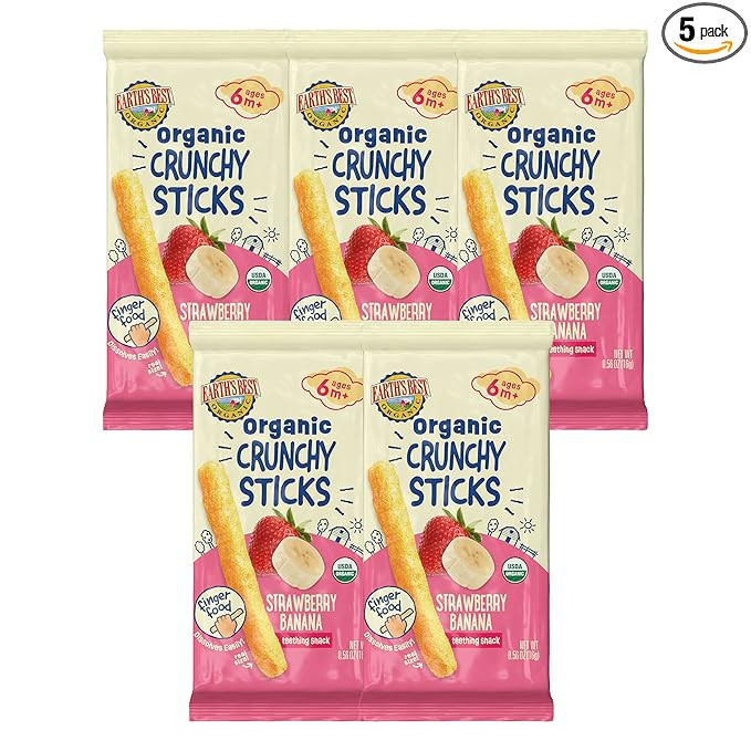 Earth's Best Organic Baby Food, Dissolvable Teething Snack for Babies 6 Months and Older, Strawbe... | Amazon (US)