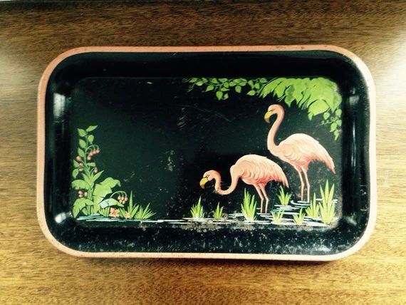 vintage pink flamingo tray | Etsy (US)