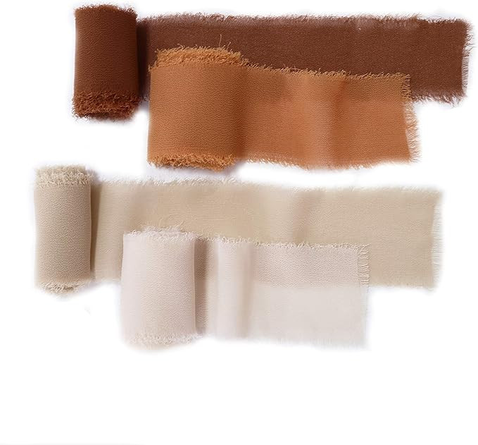 Lookein Handmade 1.5" Chiffon Silk-Like Ribbon Swatch Chart Vintage Frayed Edges Ribbon for Weddi... | Amazon (US)