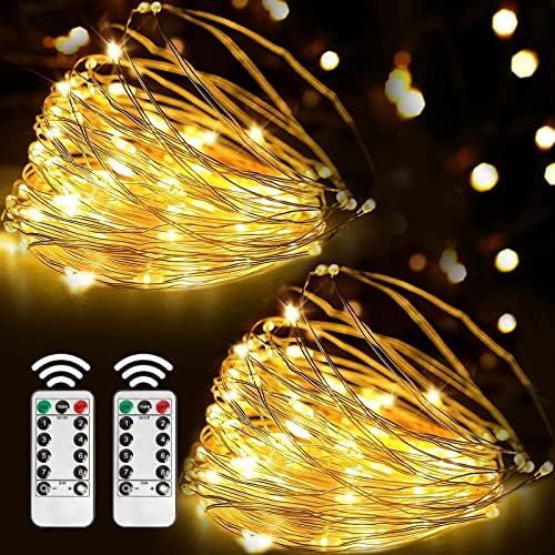 Amazon.com: LightsEtc 2 Packs 33 Feet/Pack Fairy Lights Battery Operated, 100 Led Fairy Lights wi... | Amazon (US)