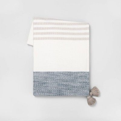 Stripe Gauze Throw Blanket Blue - Hearth & Hand™ with Magnolia | Target