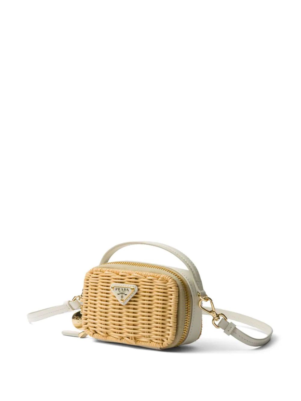 Prada logo-plaque woven-wicker Pouch - Farfetch | Farfetch Global