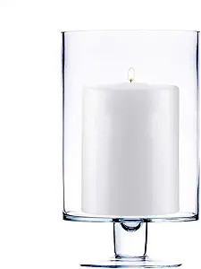 CYS EXCEL Glass Hurricane Pillar Candle Holder (H:10" W:6") | Multiple Size Choices Short Stem Ca... | Amazon (US)