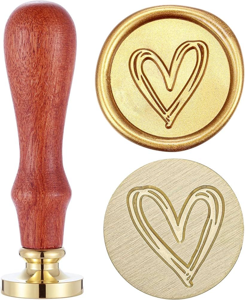 Heart Wax Seal Stamp, Yoption Vintage Brass Head Wooden Handle Sealing Stamp for Wedding Invitati... | Amazon (US)