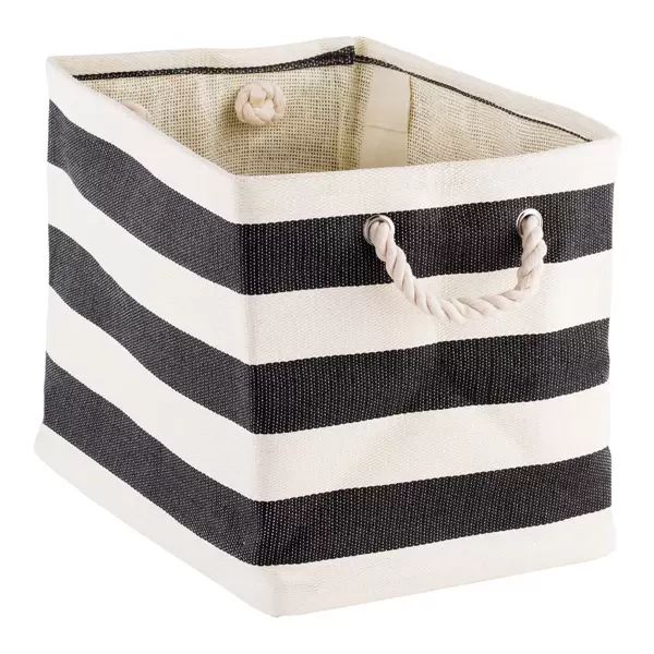 Rugby Stripe Storage Bin with Rope Handles | The Container Store