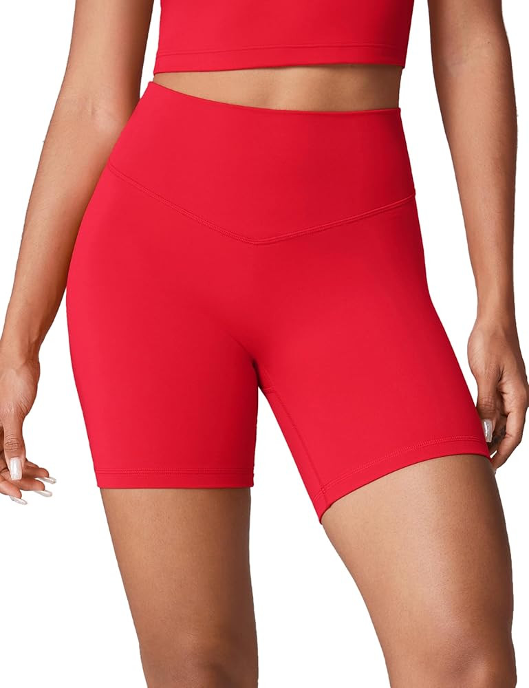 Hugcurve No Front Seam High Waisted Workout Biker Shorts for Women 6 Inches Tummy Control Buttery... | Amazon (US)