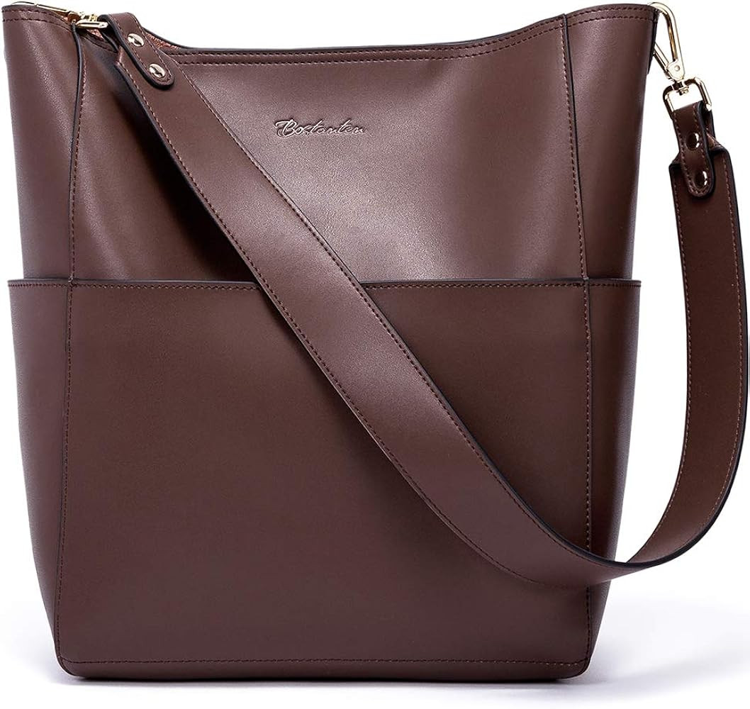 BOSTANTEN Women's Leather Designer Handbags Tote Purses Shoulder Bucket Bags | Amazon (US)