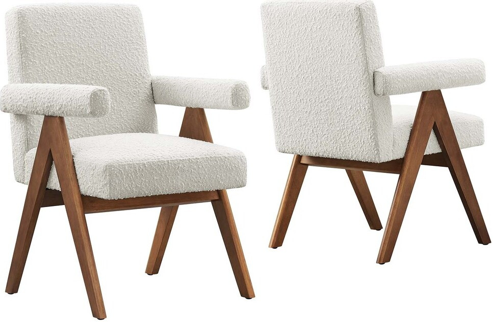 Lyra Boucle Fabric Dining Room Chair Set of 2 In Ivory | 1stopbedrooms