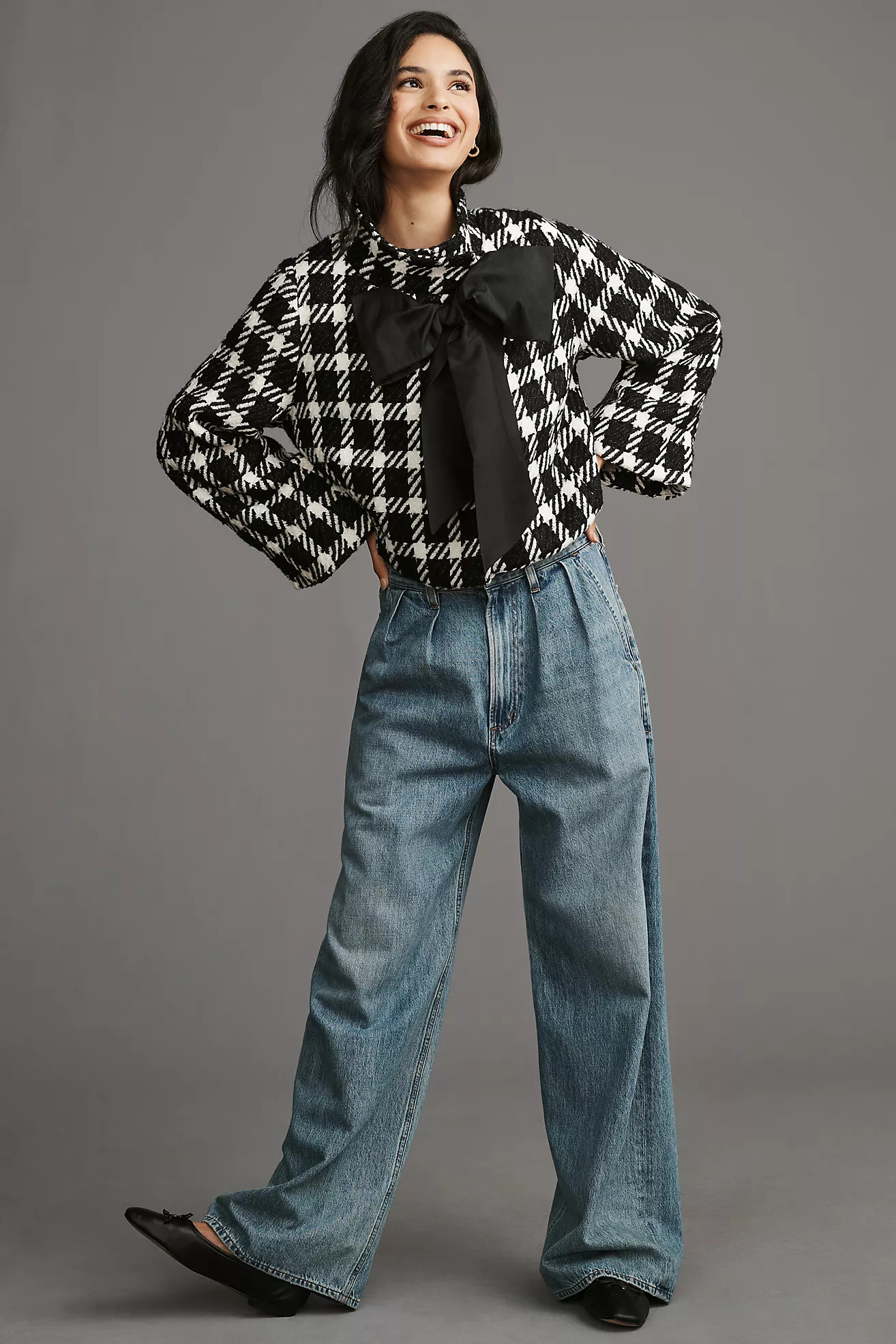 Eva Franco Kennedy Houndstooth Bow Jacket | Anthropologie (US)