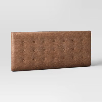 Twin Teen Button Tufted Headboard Distressed Faux Leather Saddle - Threshold™ designed with Stu... | Target