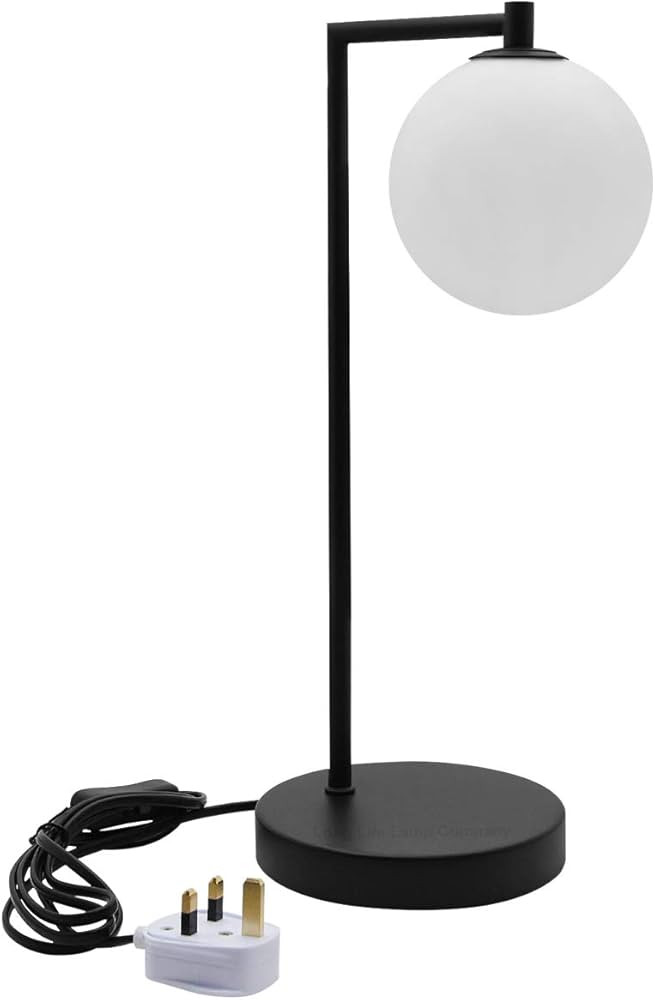 Modern Retro Opaque Globe Table Lamp Black Desk Lamp and Bedside Light M0221-F | Amazon (UK)