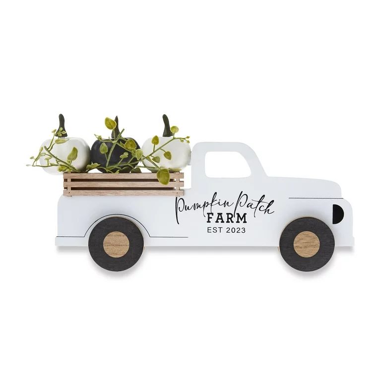Harvest White Wood Truck Tabletop Decoration, 5.5", by Way to Celebrate | Walmart (US)