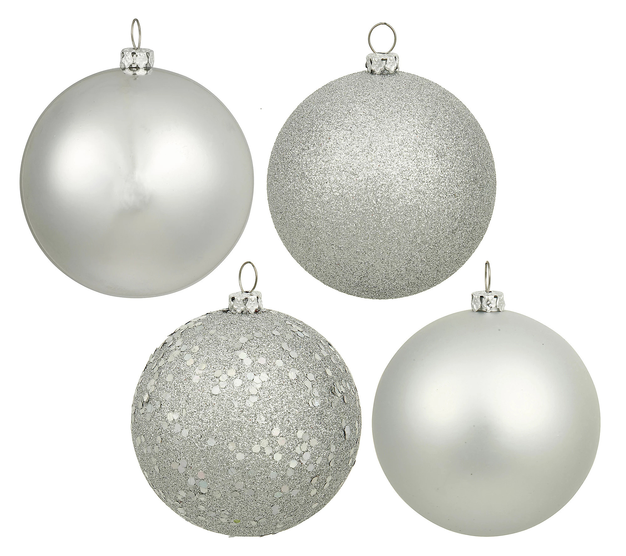 Vickerman 3"" Silver 4-Finish Ball Ornament Set | QVC