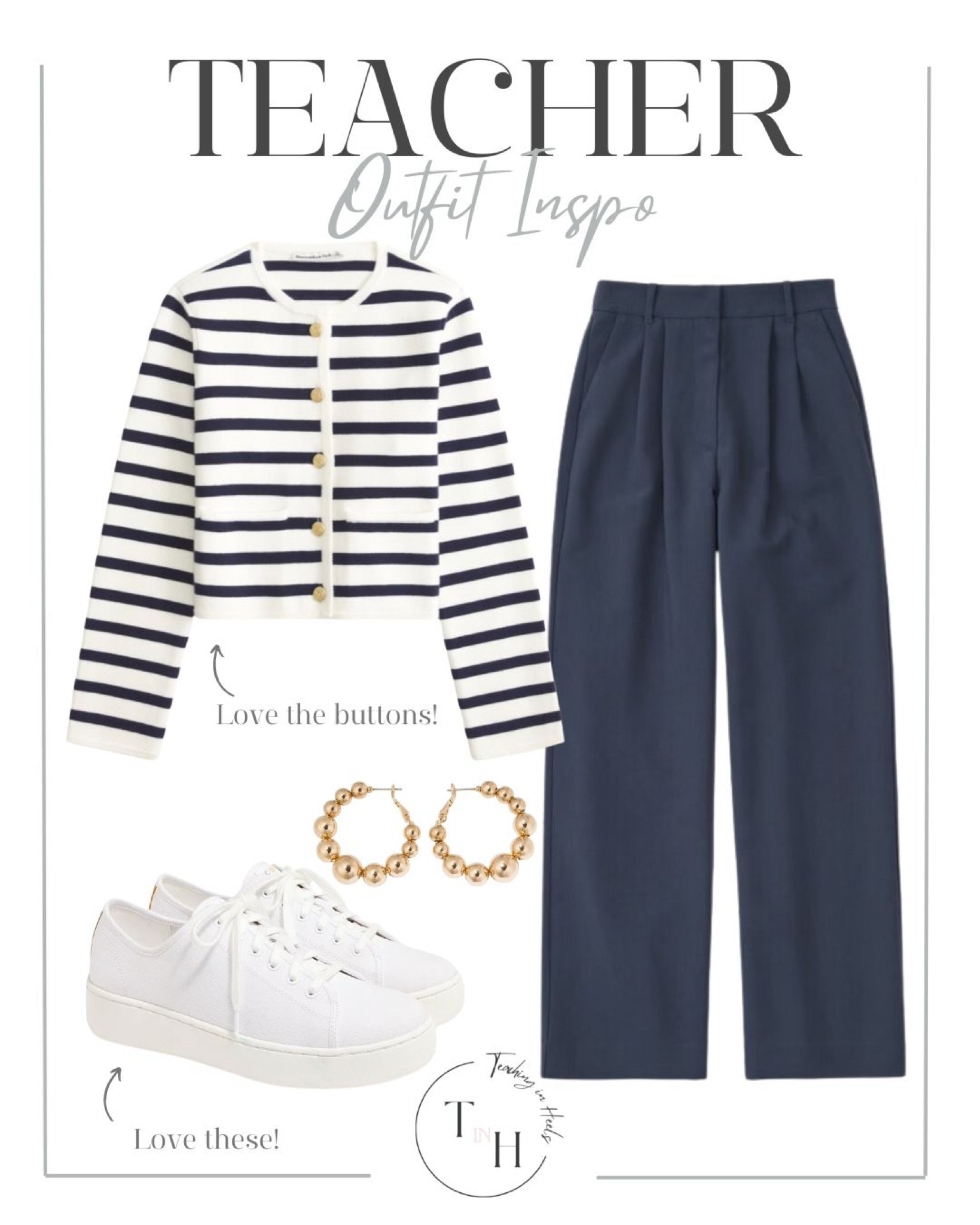 Navy tailored pants  crew sweater jacket  white sneakers  gold earrings  classic style  old money aesthetic  coastal grandmother  teacher outfit  teacher style  teacher work style workwear  business casual  business office outfit  teacher ootd  teacherfit  ootd trendteacher  teacher outfits  teacher ootd  teacher outfit ideas  

#LTKGiftGuide #LTKstyletip #LTKfindsunder50