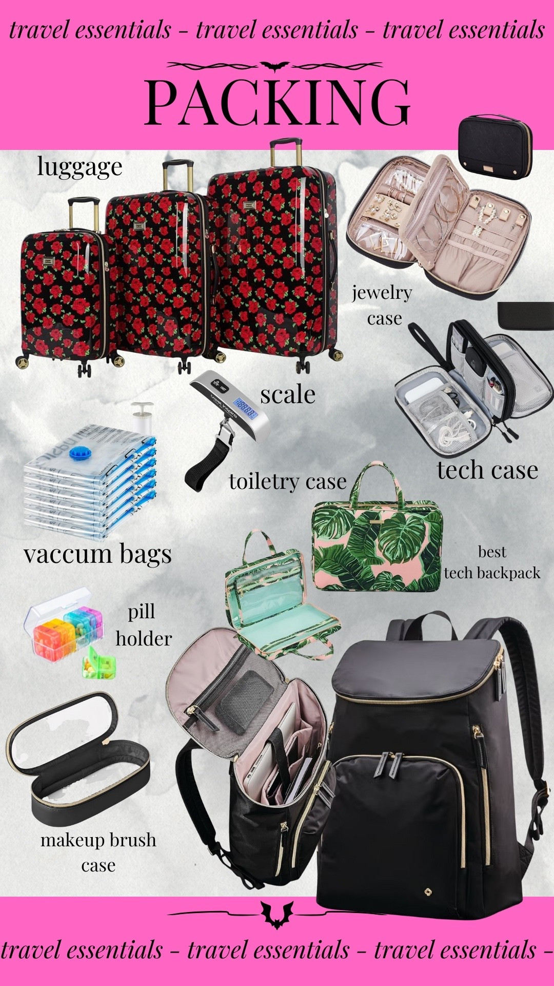 My travel essentials part 1 - packing! I’ve had this Betsey Johnson luggage set for years and swear by it, same with this Samsonite travel tech backpack. It holds SO much! #travel #travelessentials #targetcircle #primeweek #LTKprime 

#LTKFindsUnder100 #LTKTravel #LTKStyleTip