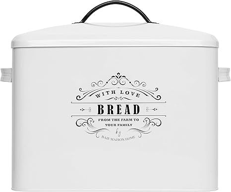 Extra Large White Bread box - Bread Boxes for Kitchen Counter Holds 2+ Loaves for All Your Bread ... | Amazon (US)