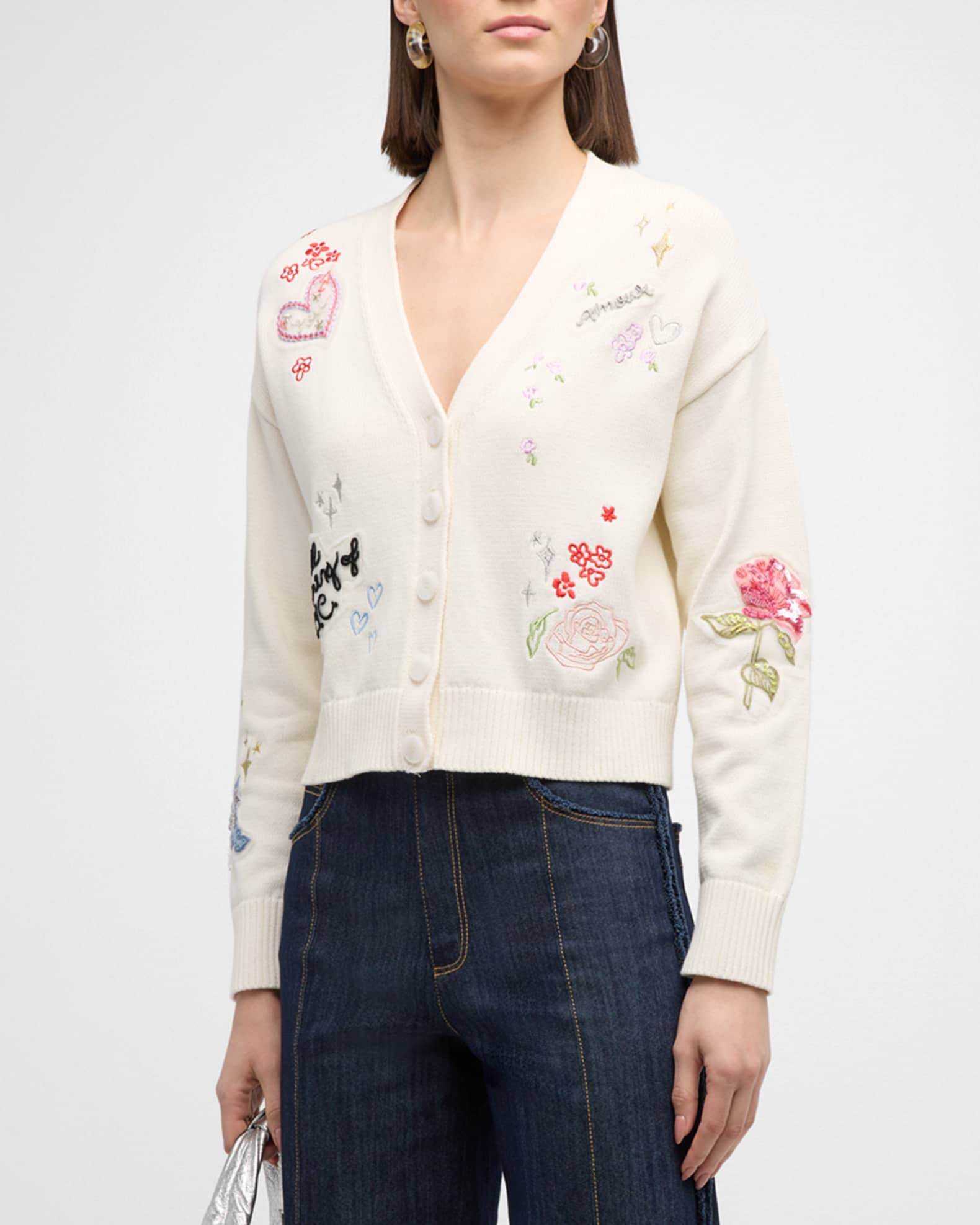 Nyla Daydream Doodles Embroidered Cardigan | Neiman Marcus