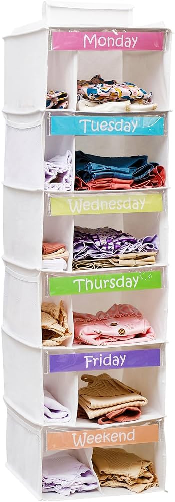 Houseables Kids Closet Organizers and Storage, Hanging Weekly Clothes Organizer for Kids, 6 Shelf... | Amazon (US)