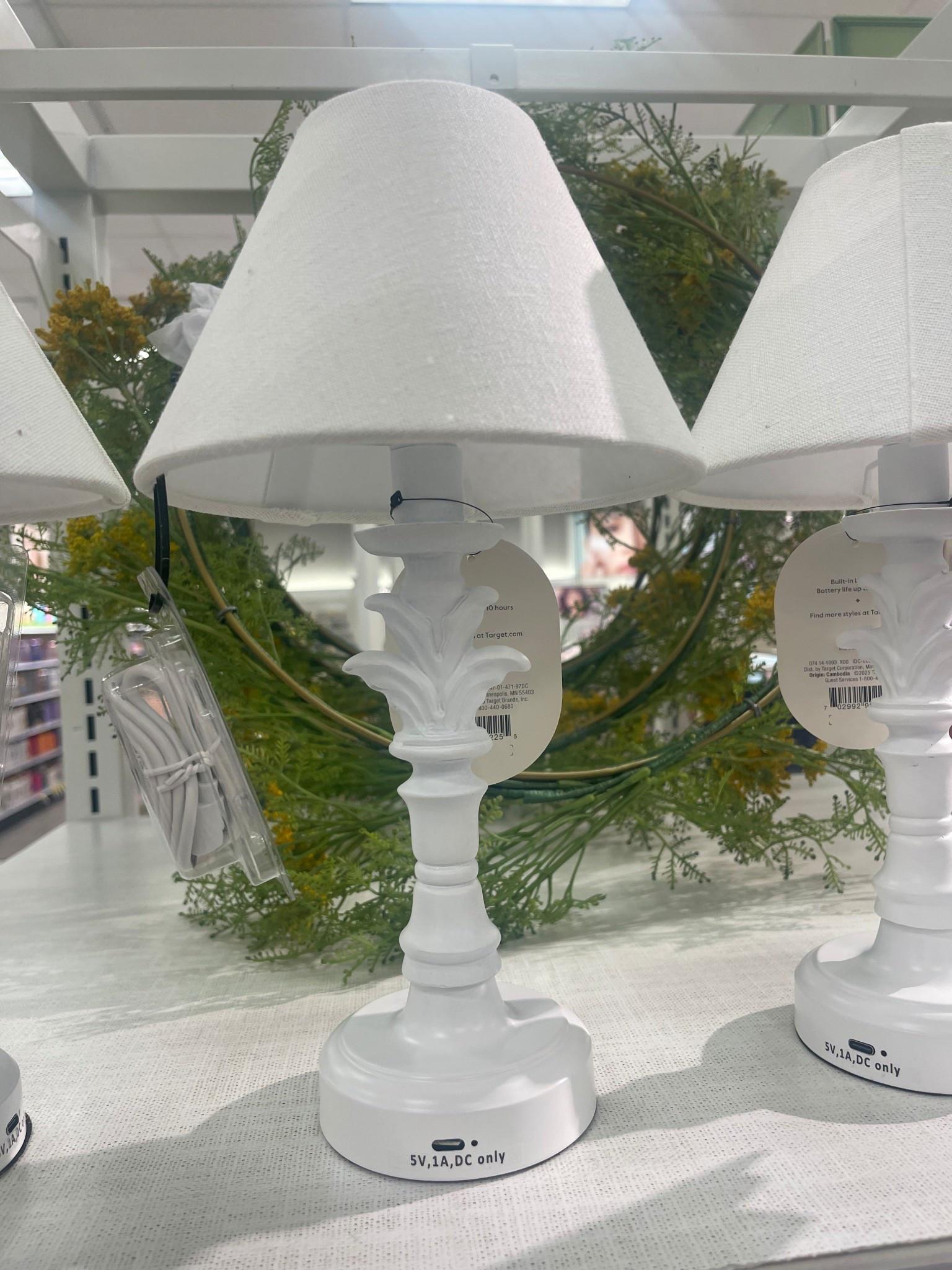 Small coastal style white LED lamp perfect for outdoor spaces, game tables, coffee tables, or reading nooks! 